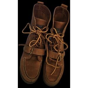Ralph Lauren Polo Country Leather Boots Womens 6B Brown Vibram Sole Lace Up .